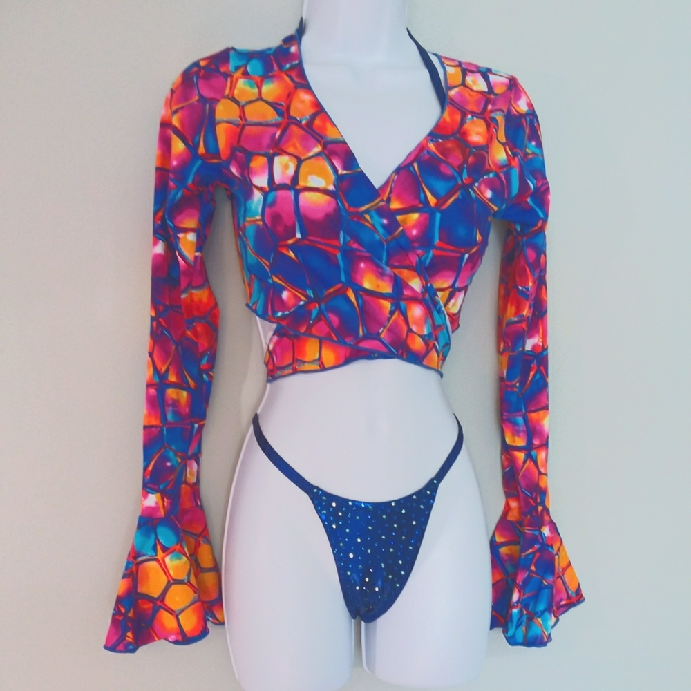 Shrug,  wrap top with bell sleeves.